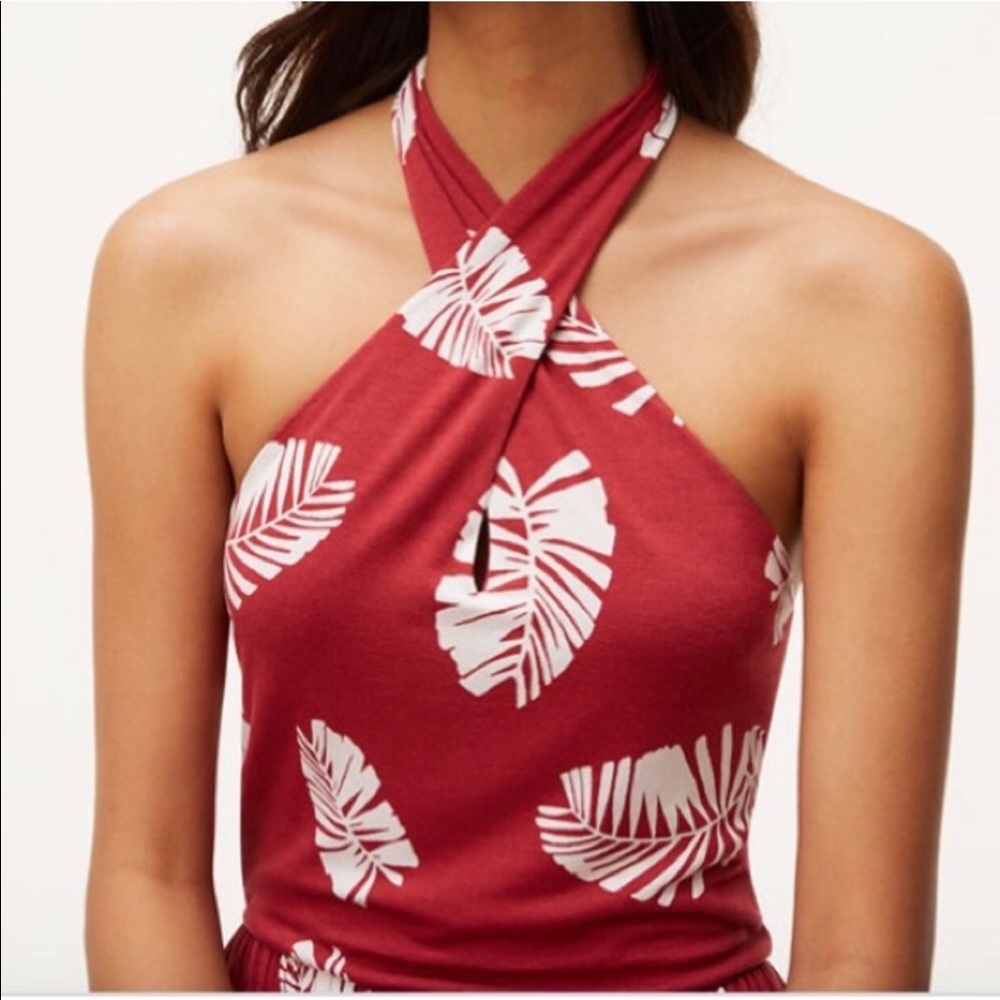 FINAL SALE❗️LOFT Halter Maxi Dress Beach Palm Leaf